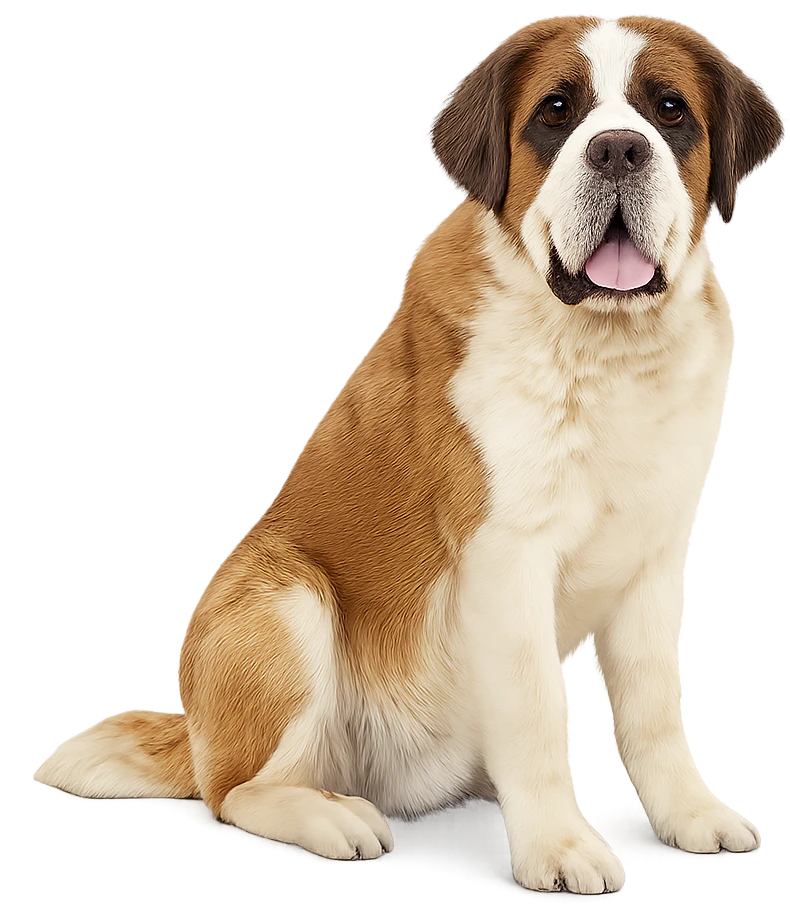 Zittende Sint Bernard hond